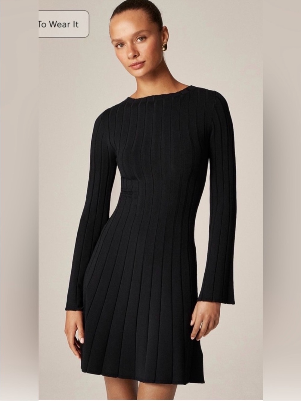 NWT J Crew Rib-knit Mini Sweater Dress Black Longsleeve Stretch XXL Classic